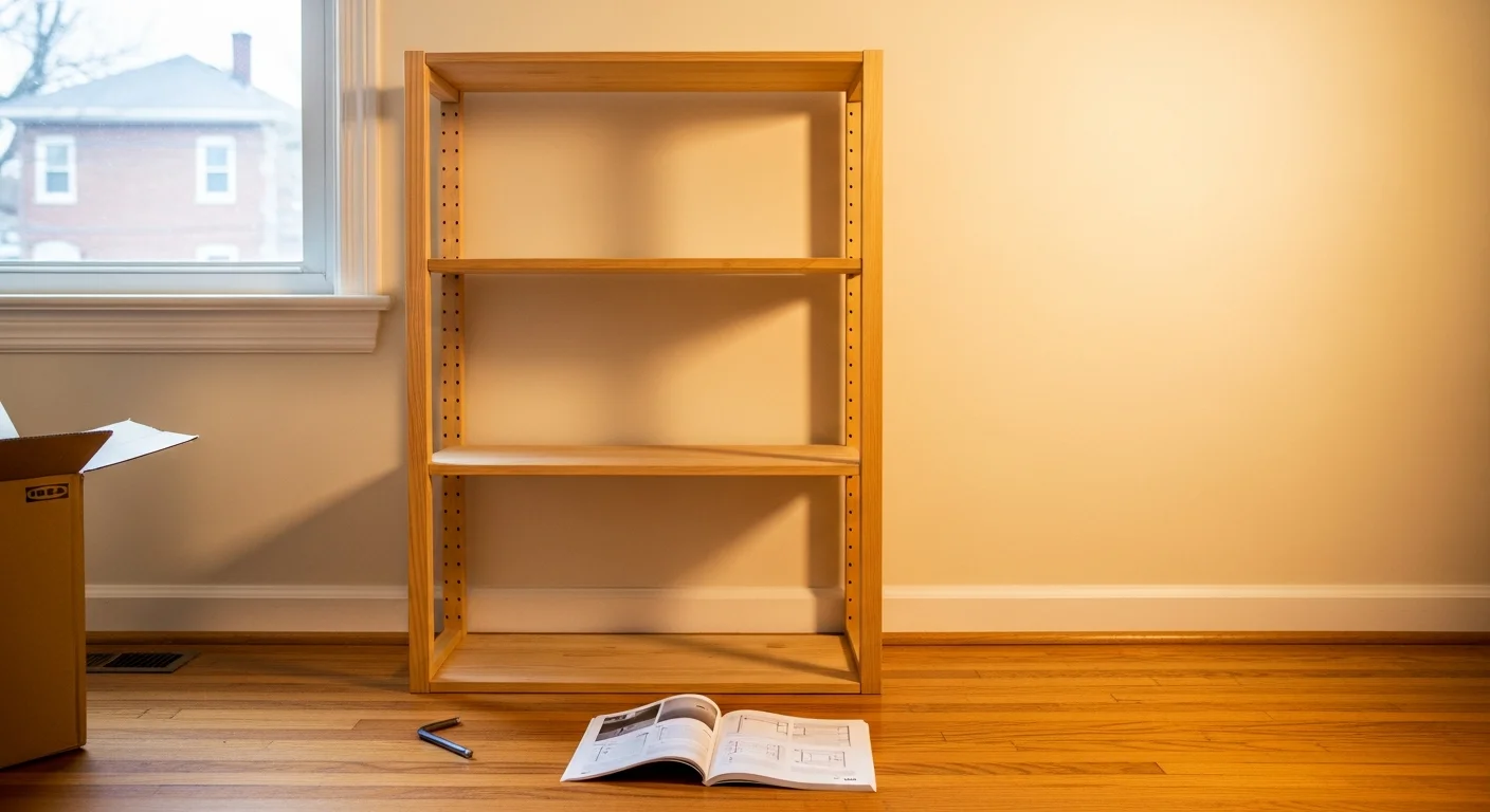 Assembled IKEA furniture in modern living room