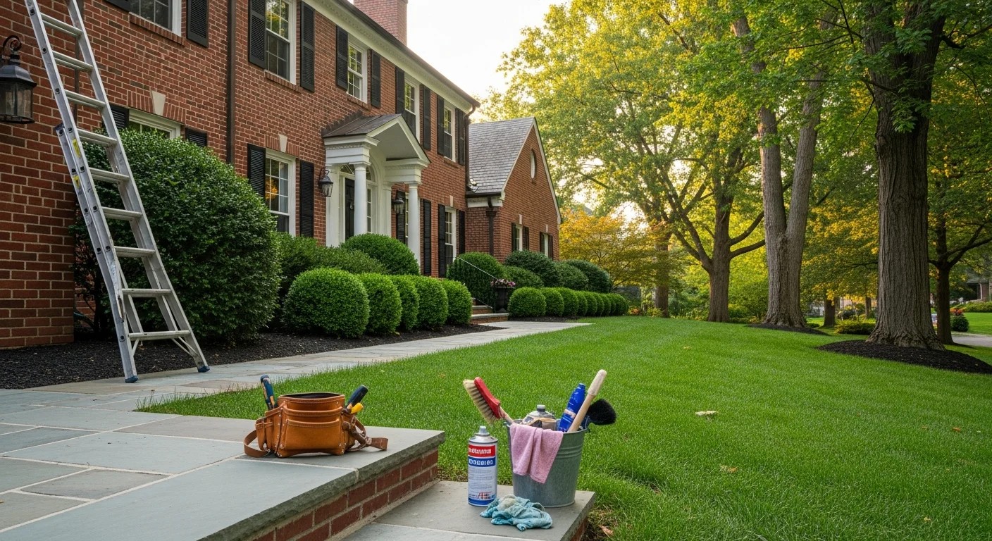 Well-maintained brick colonial home in Kenwood with mature landscaping and manicured lawn.